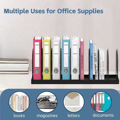 SUPEASY File Organizer for Desk, 5-Section Mesh Desk Organizer, Vertical File Holder Desktop Organizer File Sorter, File Folder Holder for Office Supplies, Black