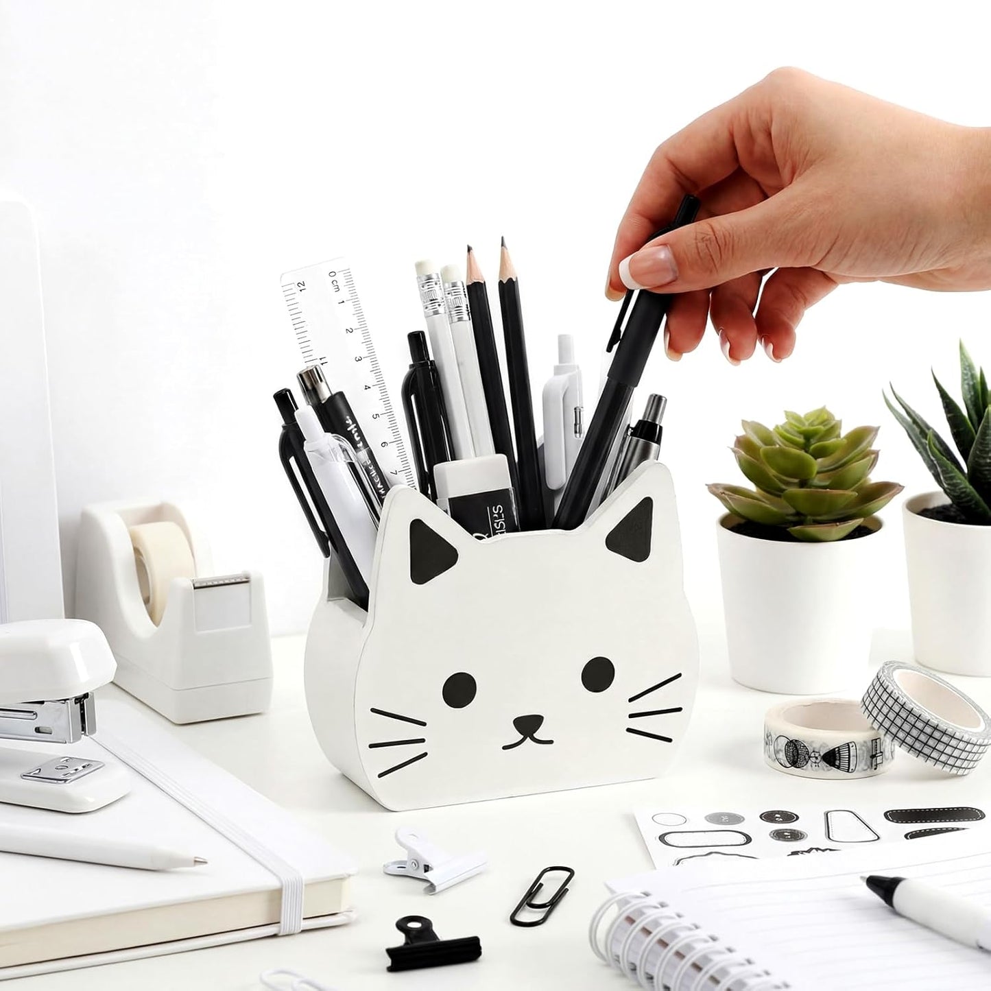 Tenceur Pink Pen Holder for Desk Large Capacity Pink Bow Pencil Holder Coquette School Supplies Set Desk Organizer Cute Bow Office Decor Makeup Brush Holders Funny Back to School Gift for Women