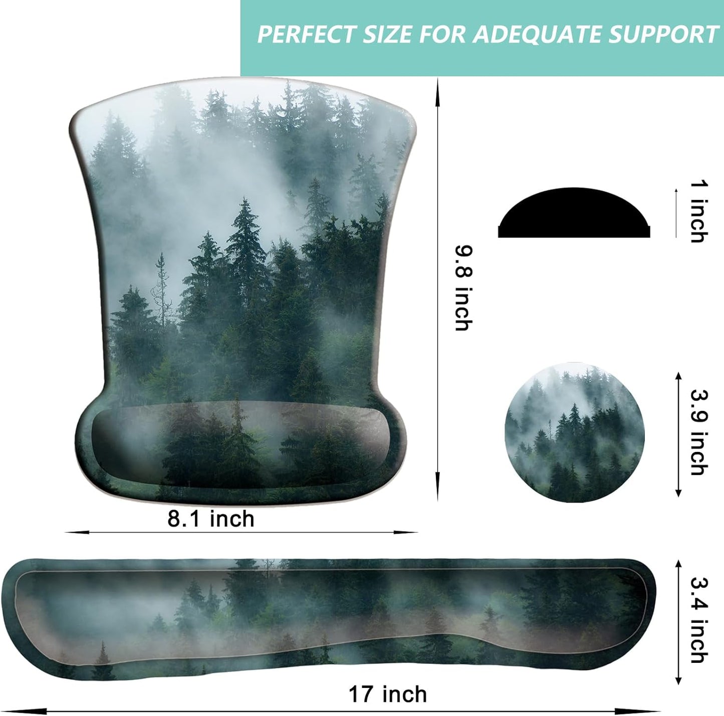 Keyboard Wrist Rest Pad Mouse Pad with Wrist Support Set of 3, Gaming Mousepad with Non-Slip Rubber Base, Ergonomic Memory Foam Mouse Cushion Support for Home Office Laptop Computer, Navy Blue