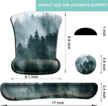 Keyboard Wrist Rest Pad Mouse Pad with Wrist Support Set of 3, Gaming Mousepad with Non-Slip Rubber Base, Ergonomic Memory Foam Mouse Cushion Support for Home Office Laptop Computer, Navy Blue