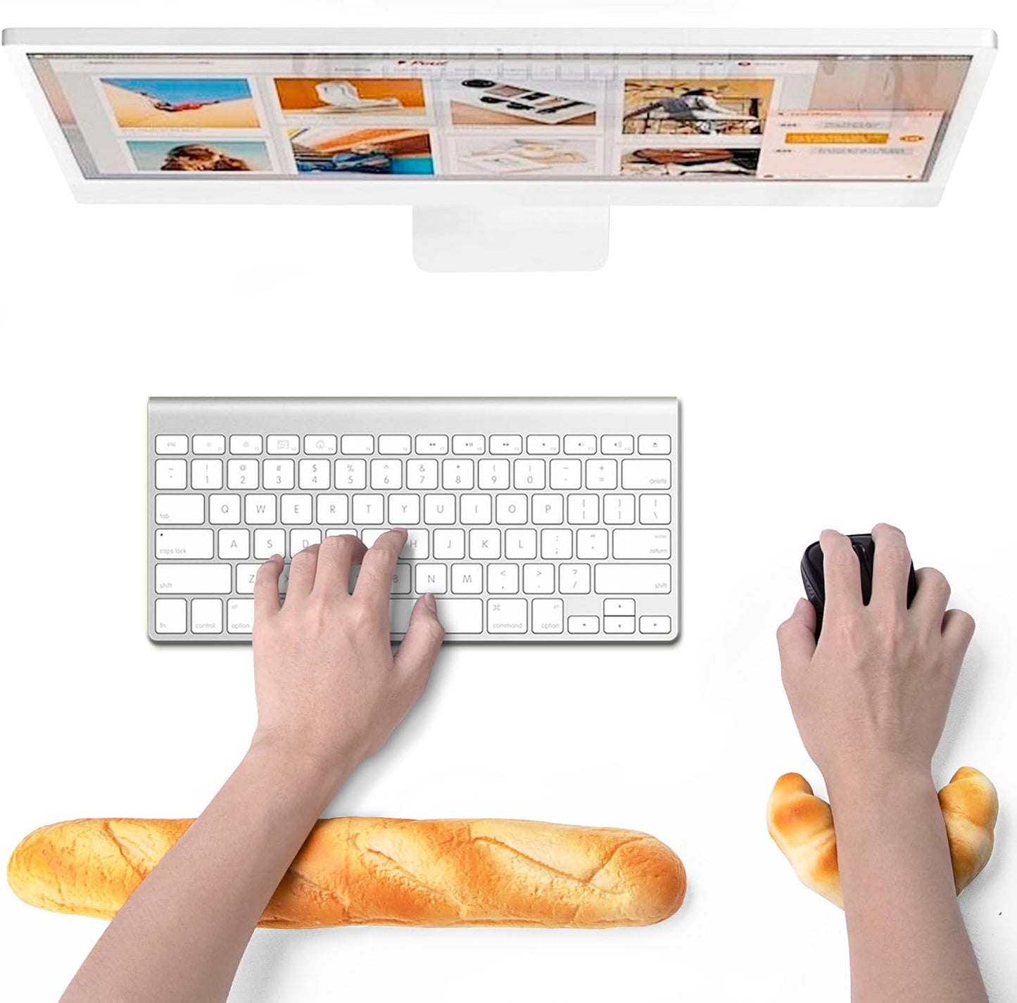 Soft Toast Bread Baguette Shape Anti-Skid Keyboard Wrist Rest Support & Mouse Wrist Support for Office,Computer,Laptop& Mac