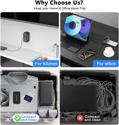 4 in 1 Retractable Wall Charger with Dual Cables,40W Retractable Phone Charger Wall Plug with Dual USB Ports,20W USB C Chargers Block Fast Charging for iPhone 17 16 15 14 13,LG, Galaxy S24 23,Pixel