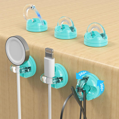 Rotatable Magnetic Cable Clips, Smooth Adjustable Cord Holder, Under Desk Cable Management, Adhesive Charging Wire Holder Keeper Organizer for Office Nightstand Wall (6-Pack Purple-Orange-Cyan)