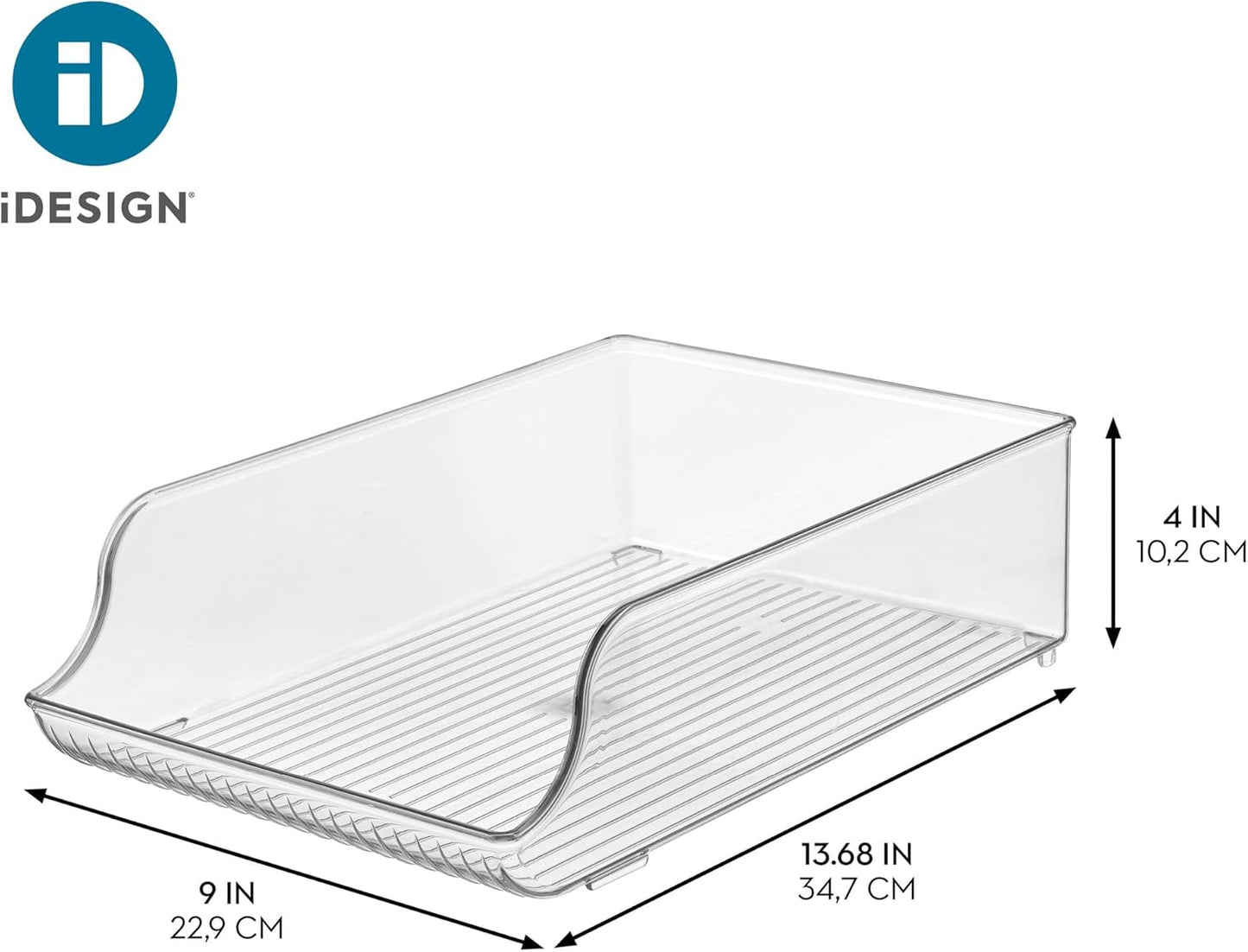 iDesign Plastic Water Bottle Organizer for Fridge, Bottle Holder for Kitchen and Pantry, Clear, 2-Pack