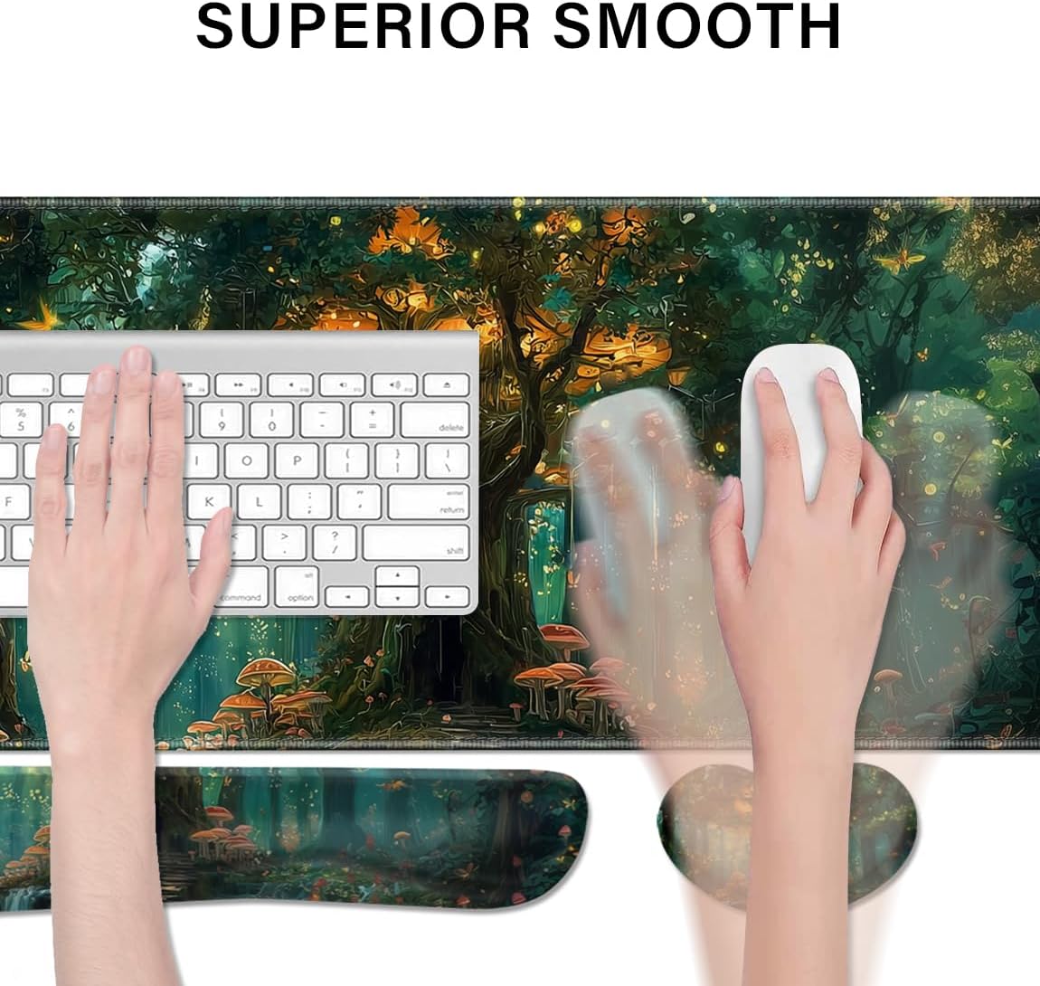 Desk Pad and Keyboard Wrist Rest, Large Mouse Pad + Keyboard Pad+Mouse Wrist Support, Non-Slip Desk Mat Protector for Office, Home 31.5×11.8 Inches Anime Dragon
