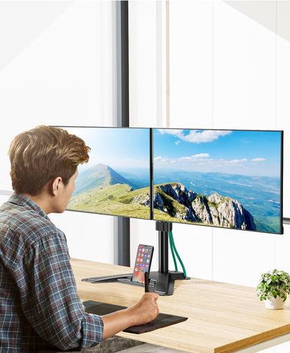 MOUNT PRO Single Monitor Stands Fits 13-32 inch/17.6 lbs Screen, Free-Standing Computer Monitor Mount for Desk, Display Standing with Adjustable Height/Tilt/Swivel/Rotation, VESA 75x75 100x100
