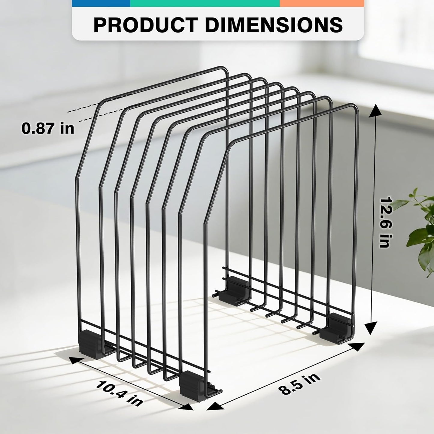 Gawerk File Organizer for Desk, 7-Section Vertical File Sorter, Paper Holder Organizer Standing Metal File Folder for Office Home Classroom, Black