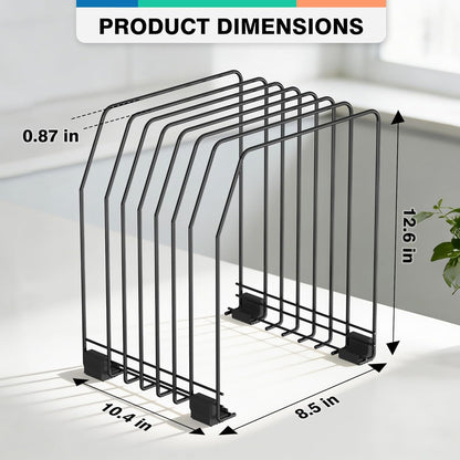 Gawerk File Organizer for Desk, 7-Section Vertical File Sorter, Paper Holder Organizer Standing Metal File Folder for Office Home Classroom, Black