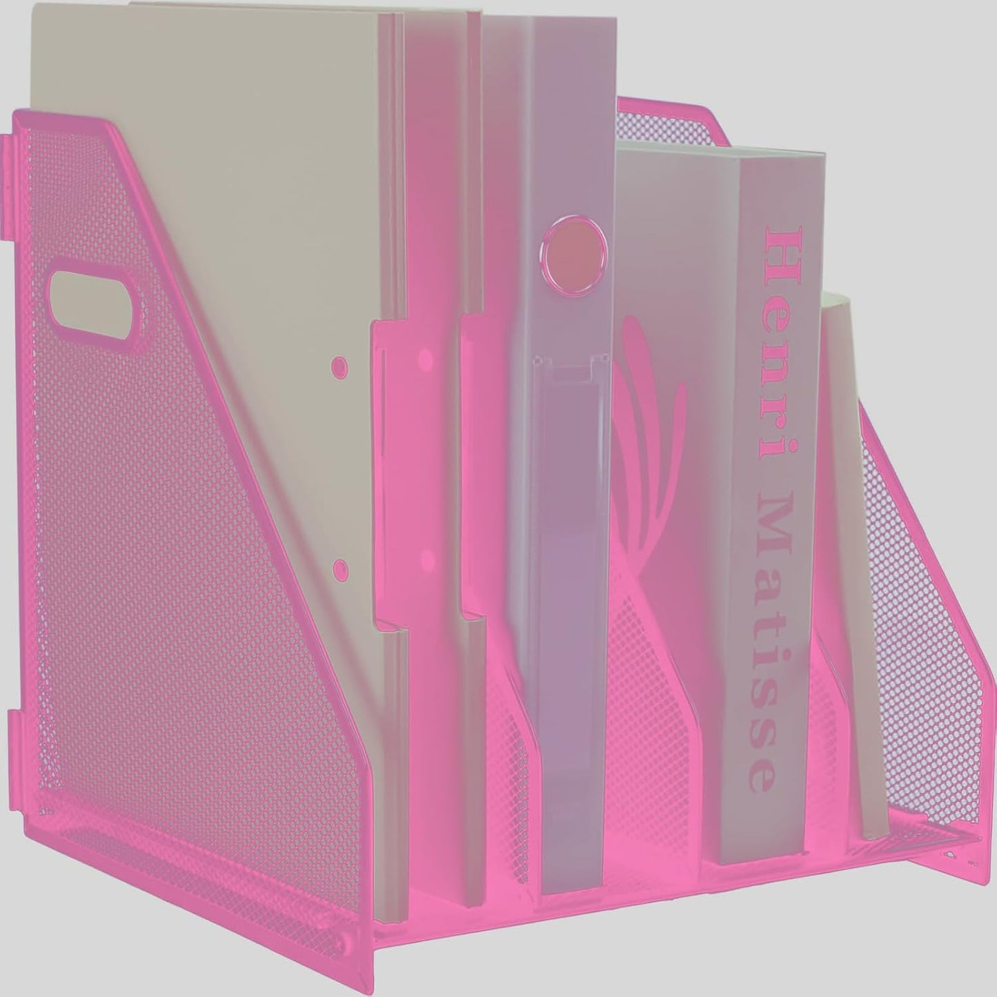 Desk Organizers, Metal Magazine File Holder with 2 Vertical Compartments Rack Binder File Organizer for Office Supplies, Home Workspace - Black
