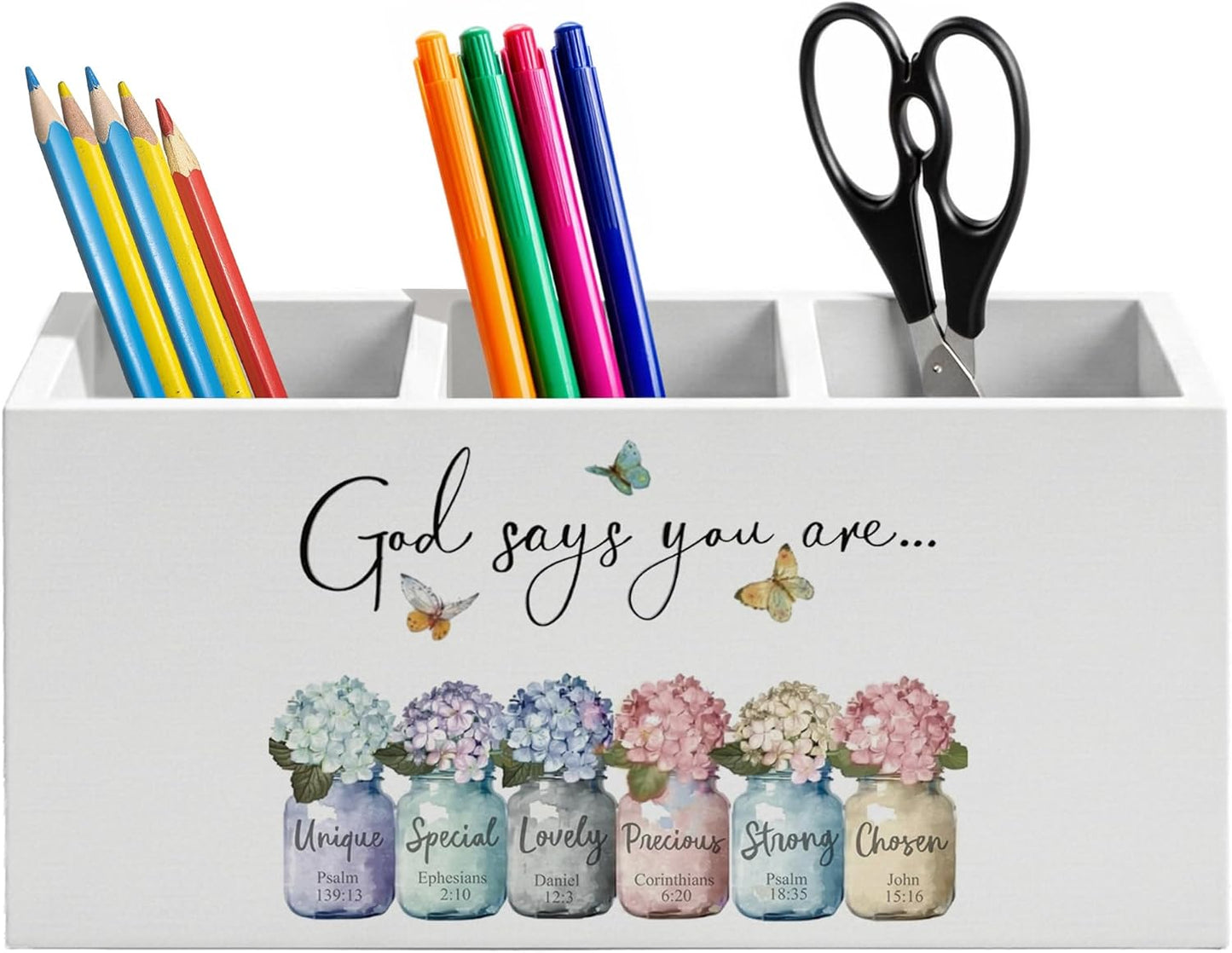 Blue Coquette Bow Pen Holder for Home Office Desk, Girly Office Decor, Preppy Blue Ribbon Bow Aesthetic Wooden Box Sign Pencil Holder for Desk Shelf Organizer