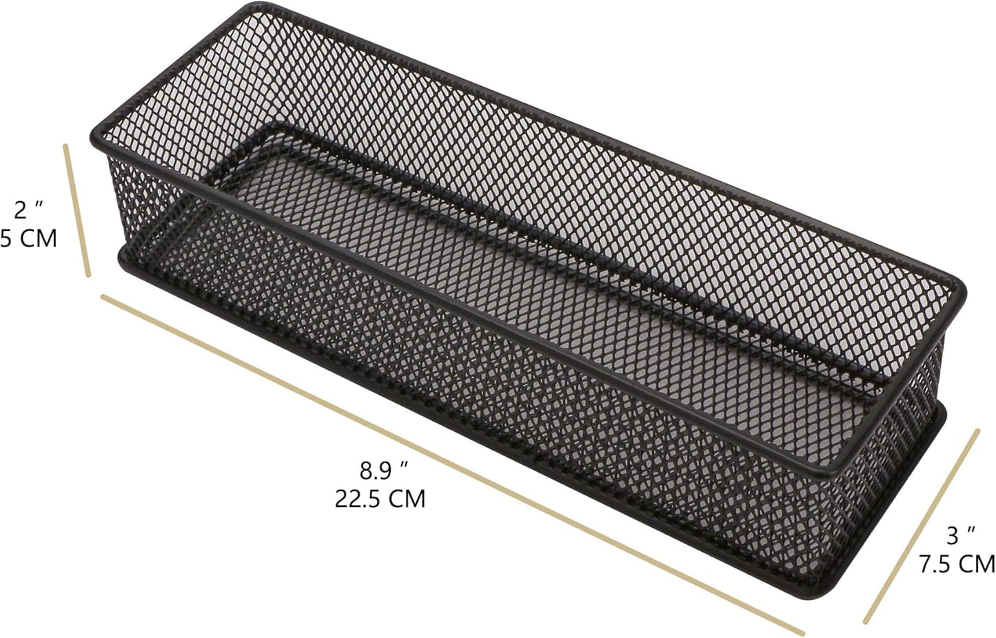 Annova Stackable Mesh Drawer Cabinet and Shelf Organizer Bins Storage Basket School Office Supply Holder Tray- Set of 2 (Gold, 3x3x2 Inch)
