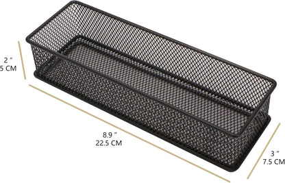 Annova Stackable Mesh Drawer Cabinet and Shelf Organizer Bins Storage Basket School Office Supply Holder Tray- Set of 2 (Gold, 3x3x2 Inch)