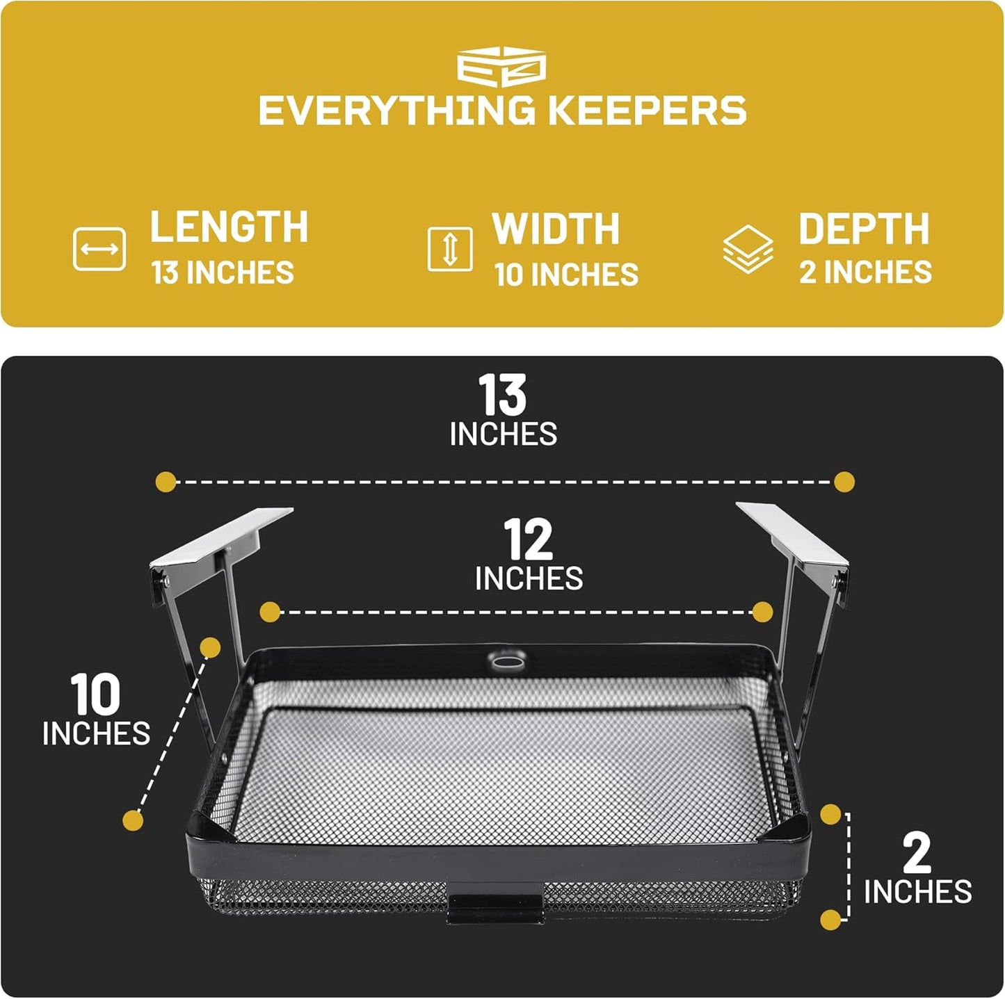 KEEPERS - Under Desk Drawer Slide Out – Metal Under Desk Storage Drawer for Office, Home, RV, Kitchen – Slim Under Table Attachment with Easy DIY Mount - Under Desk Organizer - Fits in 11x10x2In