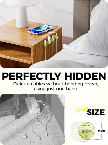 9 Pack Magnetic Cable Clips - gliship [Upgraded 360° Rotatable] Cord Organizer, Strong Magnetic Cord Holder, Adhesive Wire Keeper, Phone Cord Holder, Nightstand Wire Keeper Desk Decor, Tidy Helper