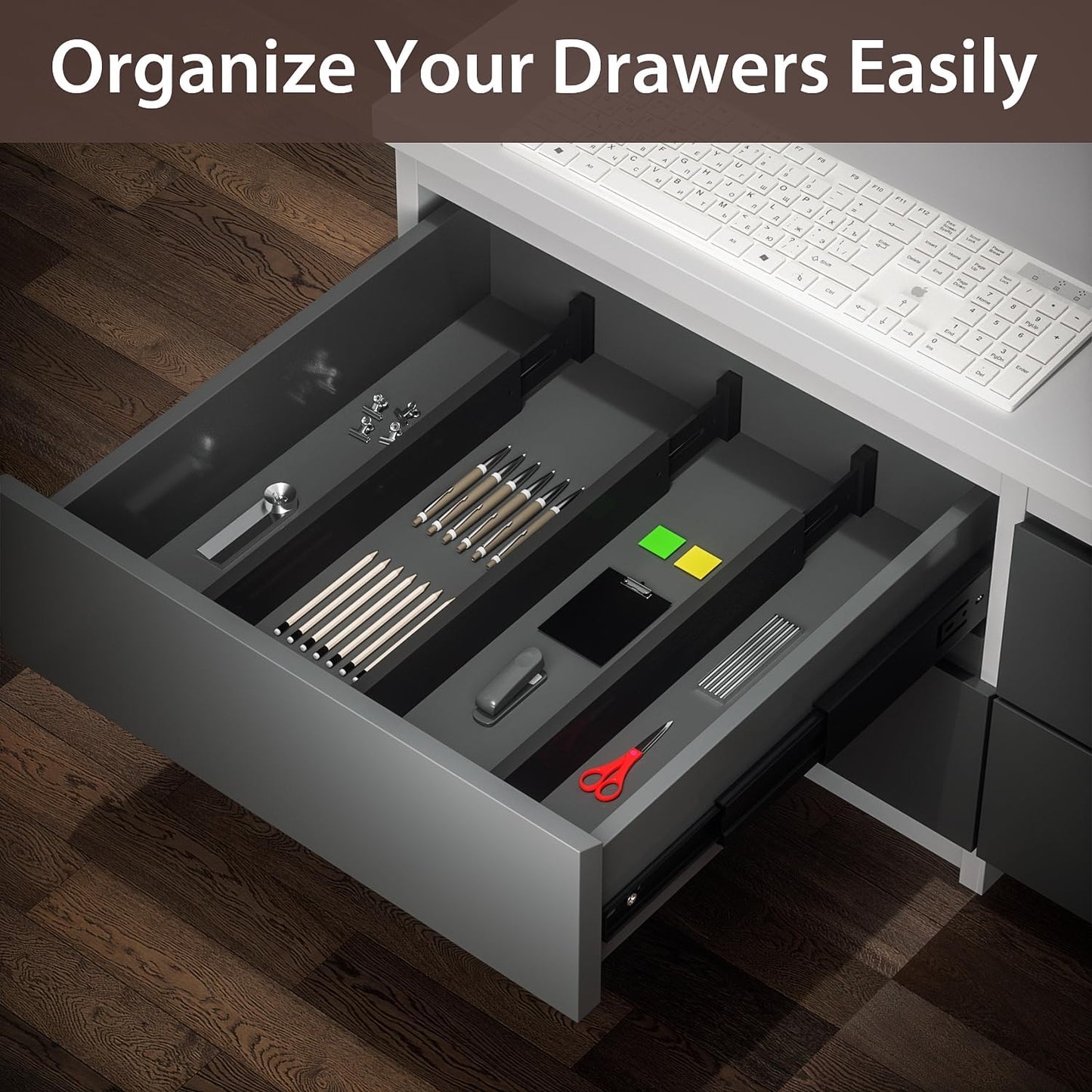 DUCOO 4 PCS Drawer Divider, 17"-22" Adjustable Bamboo Drawer Dividers Organizers, Expandable Separators for Kitchen, Clothes, Dressers, Home, Office