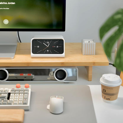 Bamboo Dual Monitor Stand Riser Natural, 2-Tier Desk Monitor Riser for 2 Monitors, Supports for PC Computer Monitor, Printer, Heavy TV Riser up to 300 lbs