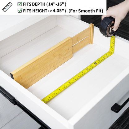 Utoplike 4 pcs Bamboo Kitchen Drawer Dividers Large, Adjustable Drawer Organizers, Spring Loaded, Expandable Organization Works in Kitchen, Dresser, Bathroom, Bedroom, Drawer, Desk