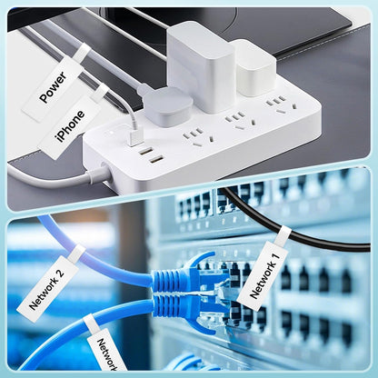 Thermal Cable Labels DETONGER 1/2 Width Compatible Tape Refills Label Stickers Film Coatedfor Label Maker Tapes Home Office School Business Use Sticky Liquid-Proof 0.5" x 4.3"-65 Labels White Cable