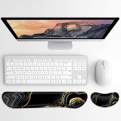 Dapesuom Enlarge Keyboard Wrist Rest, Memory Foam Wrist Cushion for Desk Mats Support, Cute Pain Relief Keyboard Mouse Pad Rests Set with Non-Slip Base for Gaming Laptop Office Computer, Green Leaf