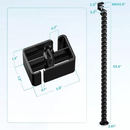 PEGZONE Under Desk Cable Management Spine – Flexible Cable Snake Organizer for Standing Desk, Tool-Free Magnetic Vertebrae Wire Management for 0.4"-2" Table, White