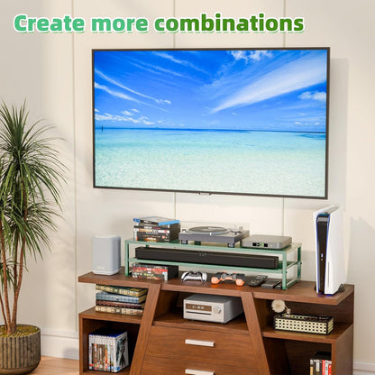 Simple Trending 2 Tier Metal Dual Monitor Stand Riser with 32"x10" Mouse Pad, Computer Desk Organizer for 2 Monitors, Laptop, Printer, TV, Black