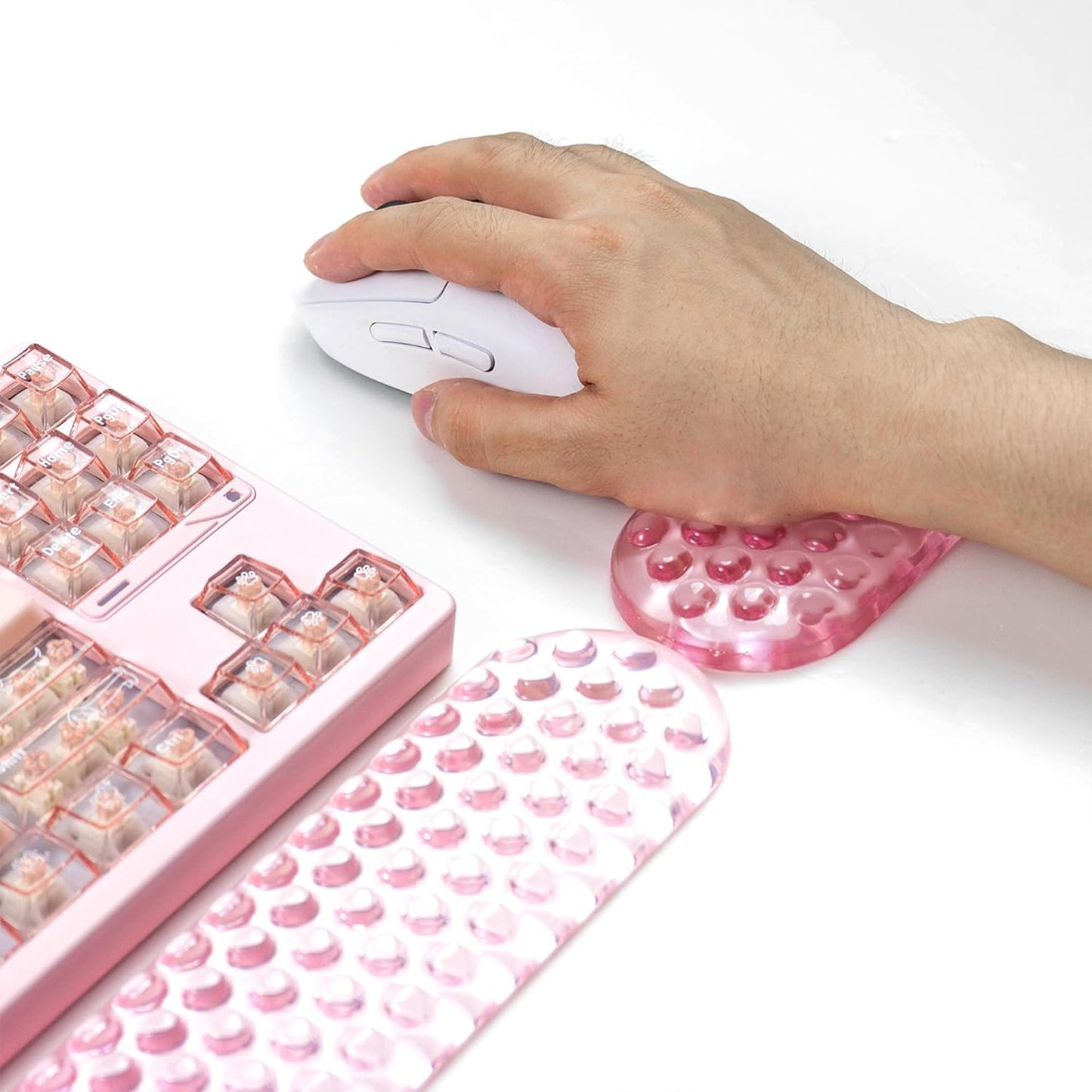 Ergonomic Gel Keyboard and Mouse Wrist Rest Set – Pink Wrist Rest for Computer Keyboard 75% 80%, Comfort & Support for Typing and Gaming