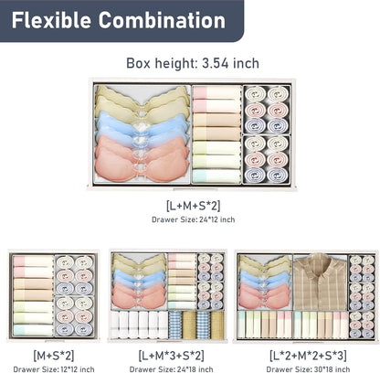 DIMJ Drawer Organizer Clothes - 20 Pack Closet Drawer Organizer Bins for Baby Clothes Storage, Fabric Dresser Organizer for Nursery Bedroom, Foldable Small Drawer Dividers for Underwear Socks