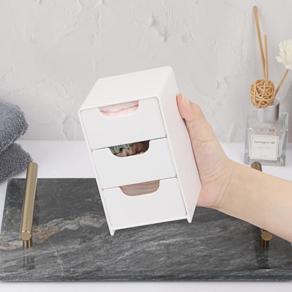 BTSKY 2 Pack Small Acrylic Storage Organizer with Drawers, 3-Layer White Desktop Organizer for Office Supplies Mini Storage Box with Drawers for Desk, Desktop Makeup Drawer Jewelry Storage Box