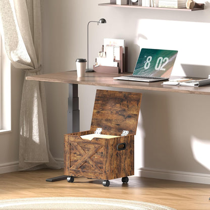 MAHANCRIS Rolling Filing Cabinet, Small File Cabinet Under Desk with Single Drawer, Hanging File Organizer for A4/Letter-Size Documents, Organizer Box, for Home Office, Rustic Brown FCRB4001