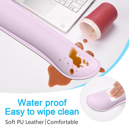 Dapesuom Keyboard Wrist Rest Set, Cute PU Leather Wrist Cushion for Computer Keyboard and Mousepad, Memory Foam Mouse Pad Rests Support with Non-Slip Base for Typing Pain Relief Laptop, Colonial White