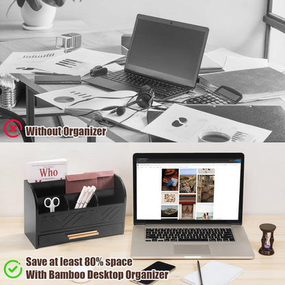 Mail Organizer Countertop Kitchen-White Mail Holder Countertop Drawers Wood Desk Drawer Tabletop Storage Organization Pen Holder Letter Sorter Makeup Organizer for School Home Office Supplies