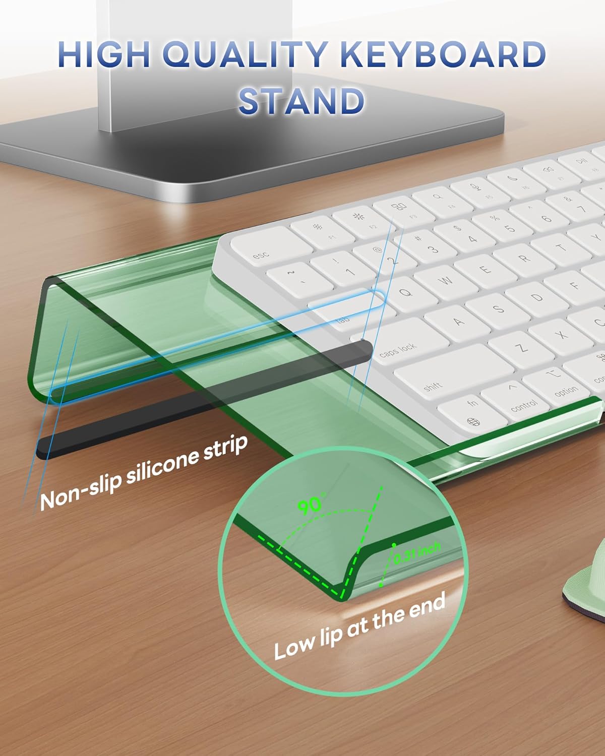 Laborio Computer Keyboard Wrist Rest Stand for Desktop, Keyboard Holder for Easy Typing with Wrist Pad for Office Desk, Home, School (Pink)