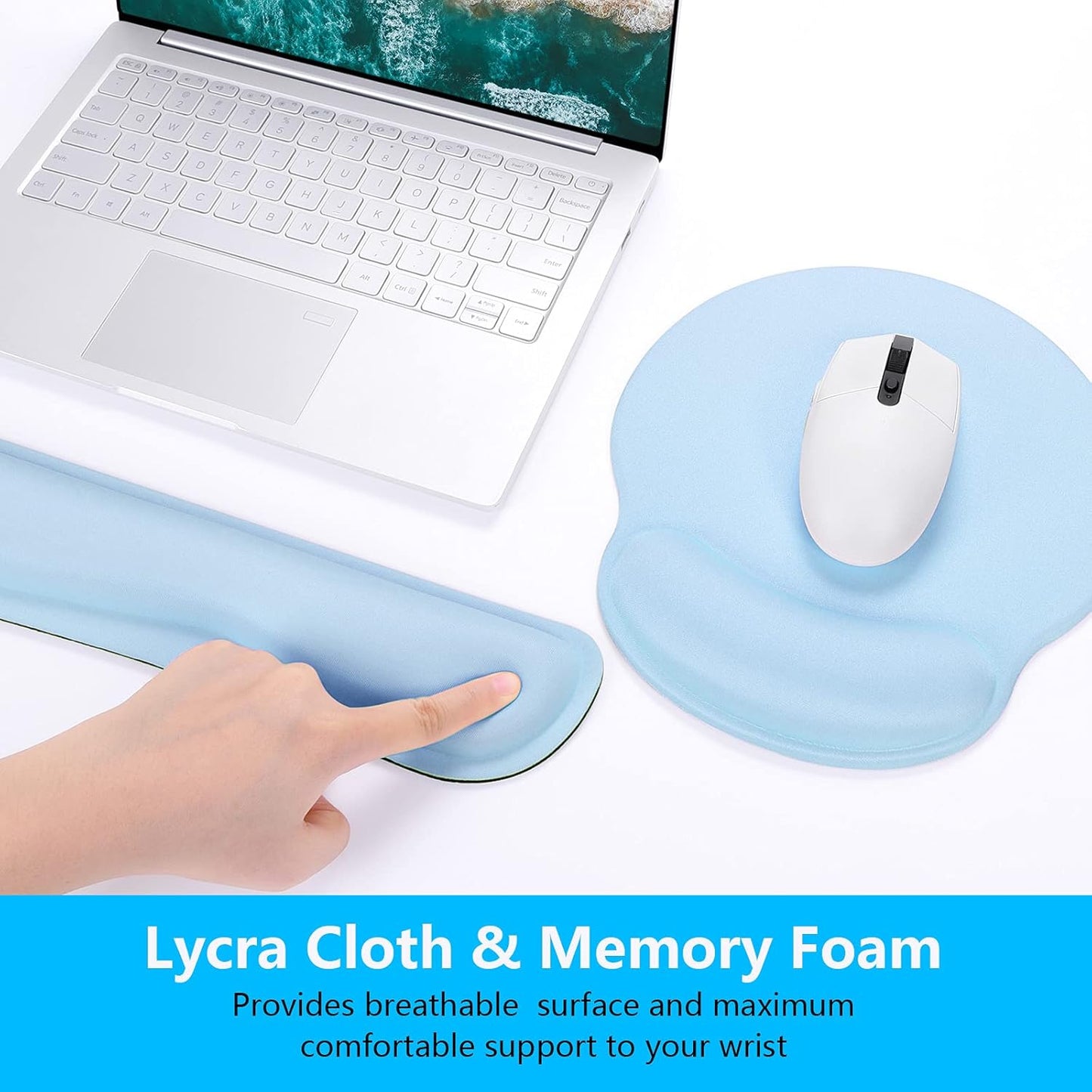 Dapesuom Keyboard Wrist Rest and Mouse Pad with Wrist Support, Cute Memory Foam Cushion for Keyboard and Mouse Set, Ergonomic Desktop Pad Rests with Non Slip Base for Easy Typing & Pain Relief, Pink