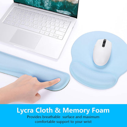 Dapesuom Keyboard Wrist Rest and Mouse Pad with Wrist Support, Cute Memory Foam Cushion for Keyboard and Mouse Set, Ergonomic Desktop Pad Rests with Non Slip Base for Easy Typing & Pain Relief, Pink