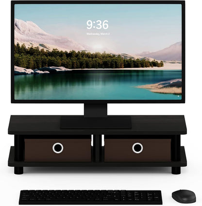 Furinno Turn-N-Tube Corner Monitor Riser Stand with Stainless Steel Tubes, Americano