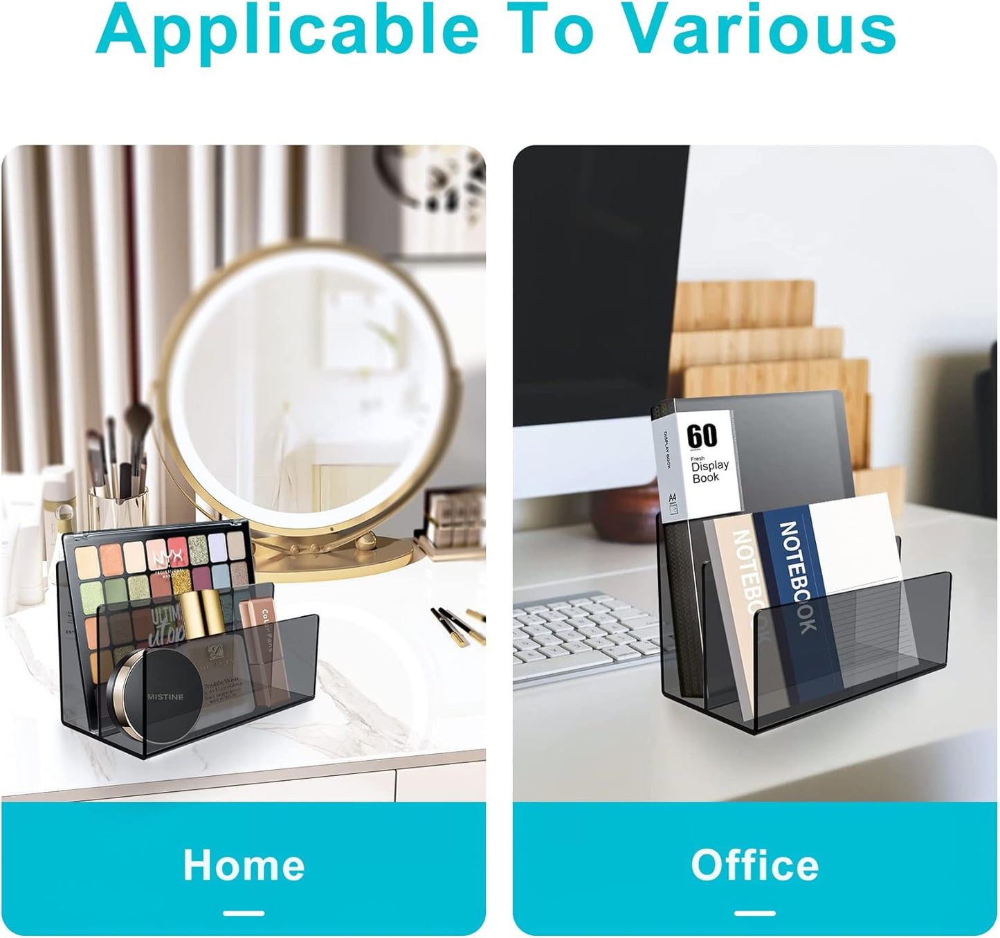 Boloyo Acrylic File Holder,1PC 2 Sections Clear File Organizer Mail Letter Sorter Desktop Folder Holder for Home Office School Envelope Bill Filling Paper Document