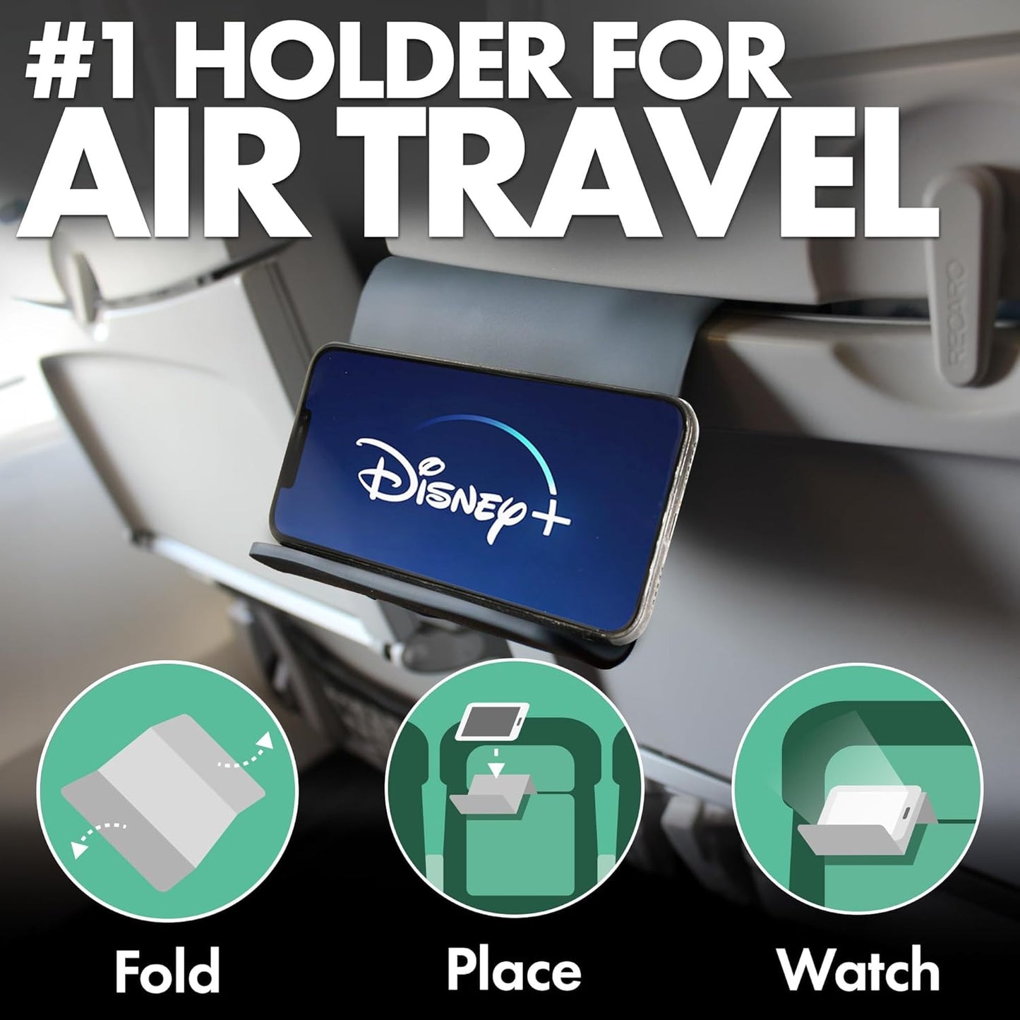 Flight Flap Airplane Phone Holder, Flexible Cell Phone Holder, Folding Cellphone Stand for Desk, Bed, Office, Treadmill - Airplane Gadgets for Long Travel Accessories - Plane Essentials (Silicone)