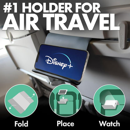 Flight Flap Airplane Phone Holder, Flexible Cell Phone Holder, Folding Cellphone Stand for Desk, Bed, Office, Treadmill - Airplane Gadgets for Long Travel Accessories - Plane Essentials (Silicone)
