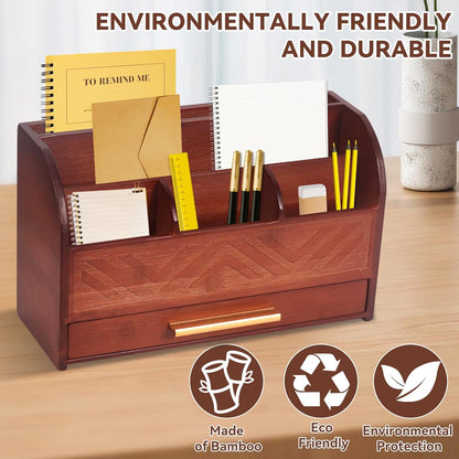 Mail Organizer Countertop Kitchen-White Mail Holder Countertop Drawers Wood Desk Drawer Tabletop Storage Organization Pen Holder Letter Sorter Makeup Organizer for School Home Office Supplies