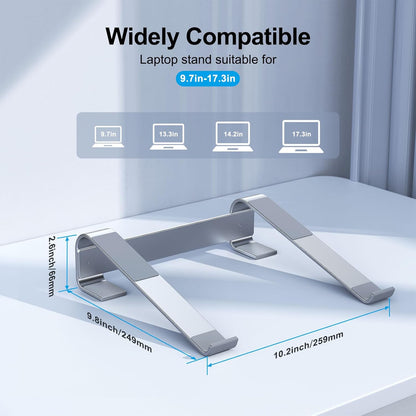 MOKURU Laptop Riser for Desk - Aluminum Ergonomic Computer Stand for Laptop Cooling - Compatible with MacBook Pro/Air, Dell, HP, Lenovo, 10-17.3'', Black