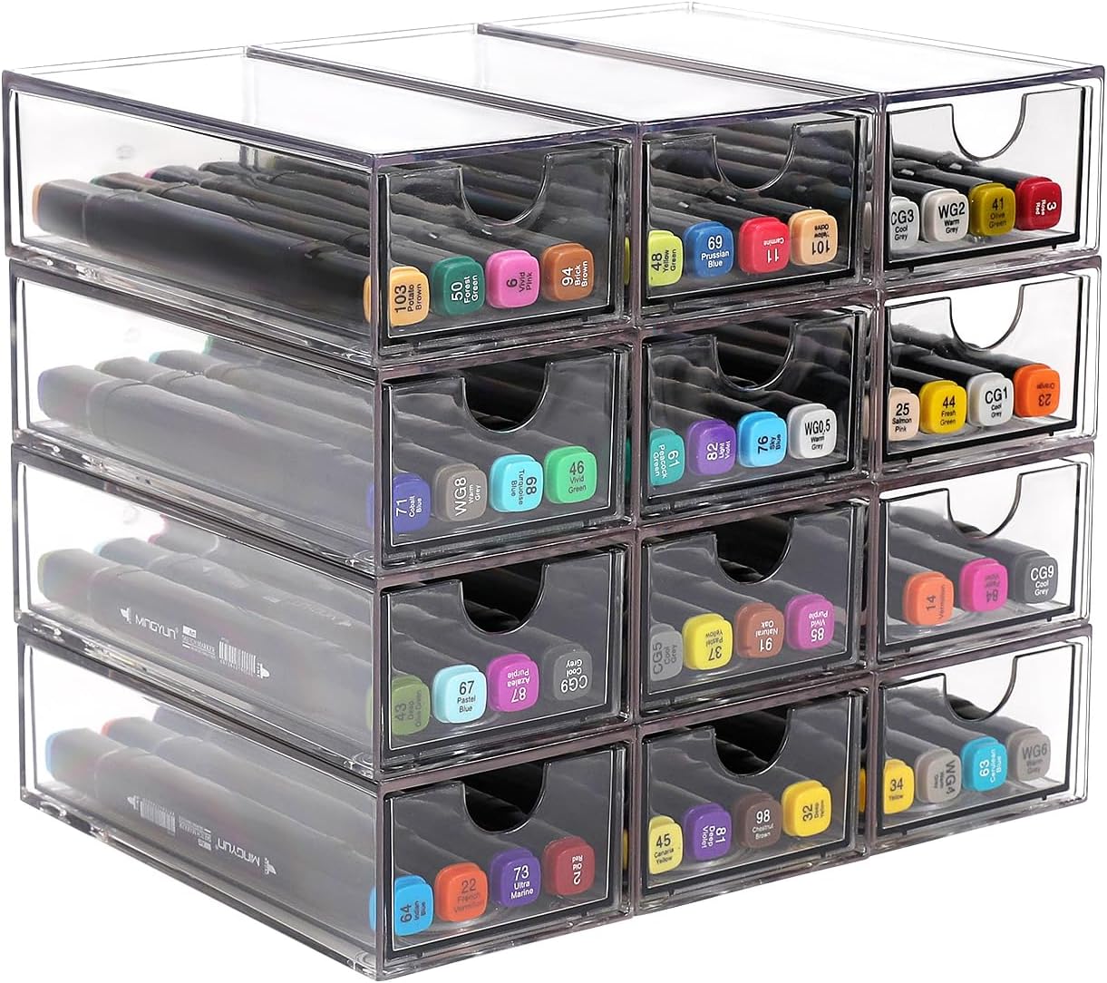 Desk Organizer with Drawers, Stackable Plastic Storage Drawers for Makeup or Desk Organization, Cabinets for Office Dressing Countertop Bathroom Bedroom (6 Packs)
