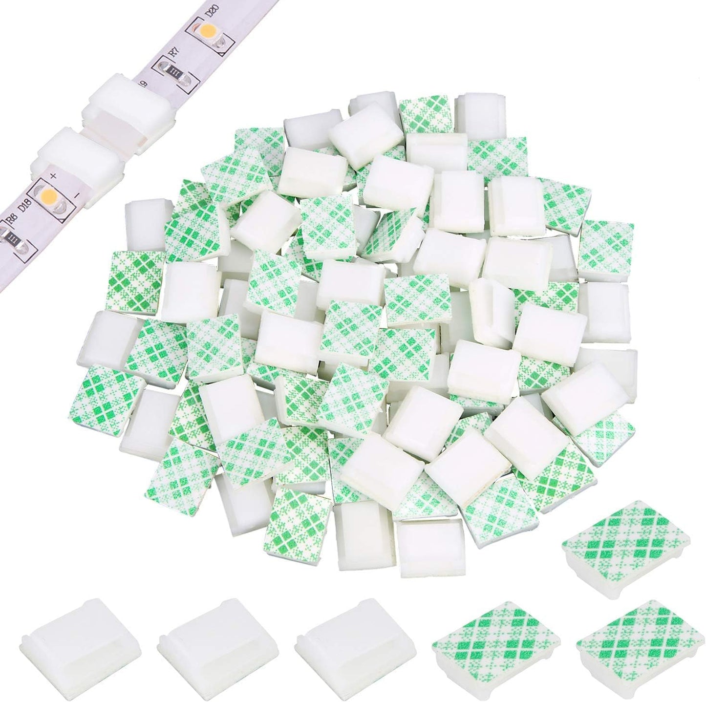 PETKNOWS 80 PCS Adhesive Cable Clips Christmas Clear Light Strip Mounting Clips Led Light Wire Holder Cable Clamp Organizer for Desk Outdoor Wall Cable