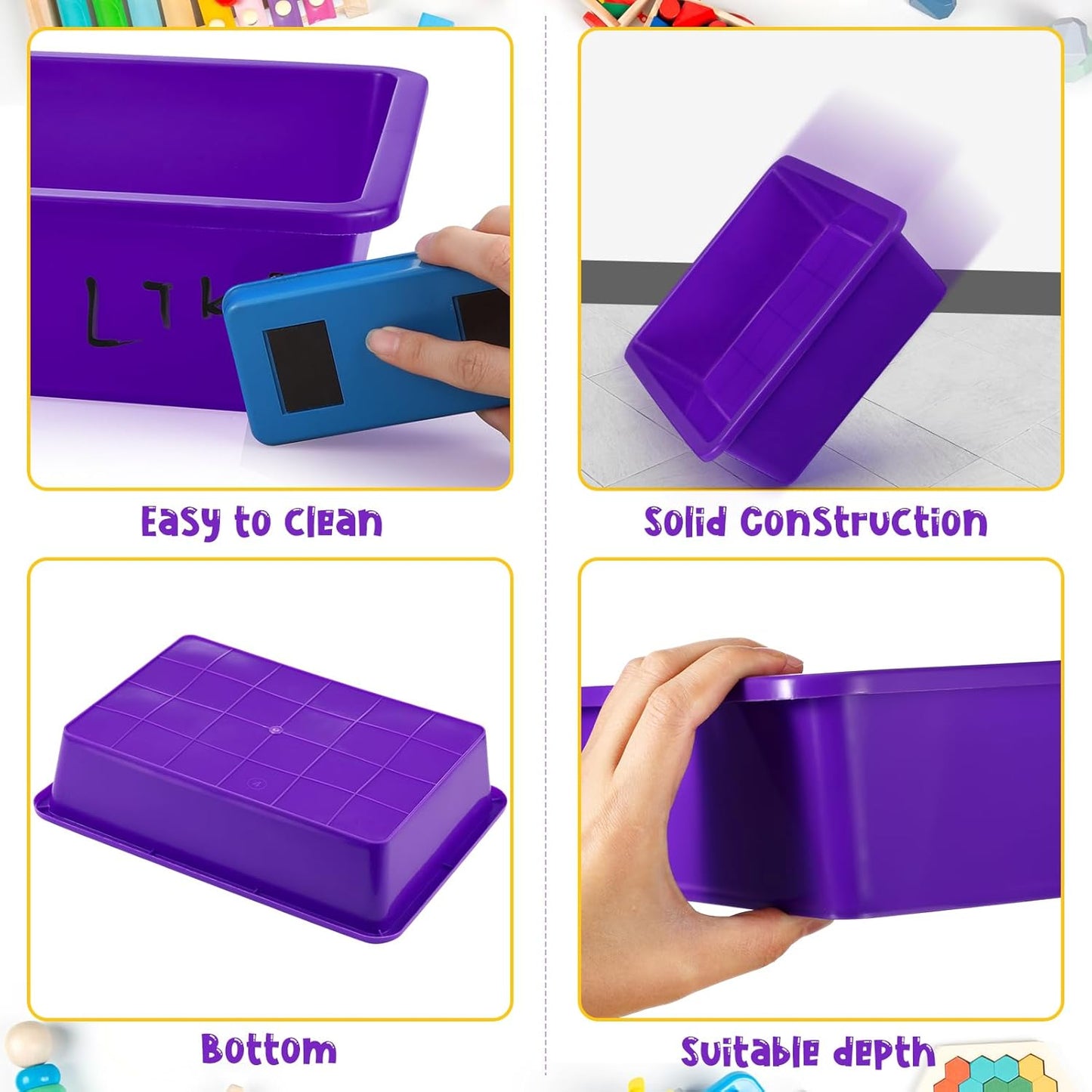 Hoteam 10 Pcs Flat Storage Organizer Tray Bin Paper Tray for Classroom Plastic Stackable File Organizer for School Office Teacher Book Organization(Clear,13.78 x 9.84 x 3.15 Inch)