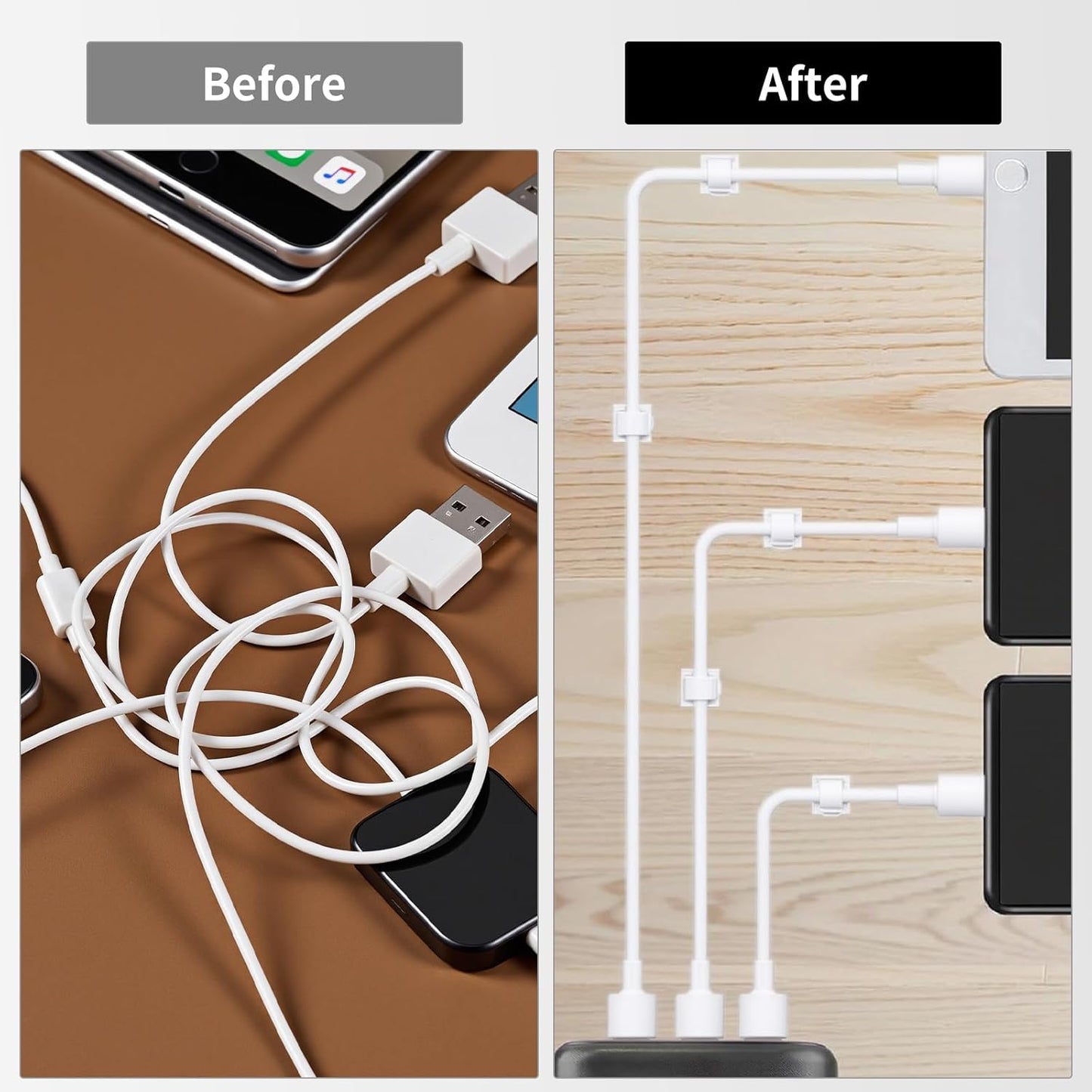 LinkDocs 30 Pieces Adhesive Cable Clips Wire Clips Cable Wire Management Wire Cable Holder Clamps Cable Tie Holder for Car, Office and Home
