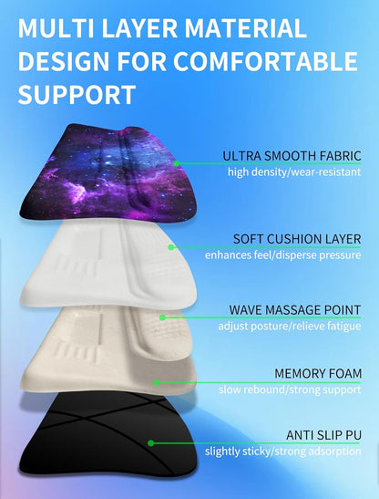 Ergonomic Wave Wrist Rest with Keyboard Stand, Cushioned Palm Rest, Comfortable Integrated Memory Foam for Natural Typing and Relieve Wrist Pain, Dark Night Black