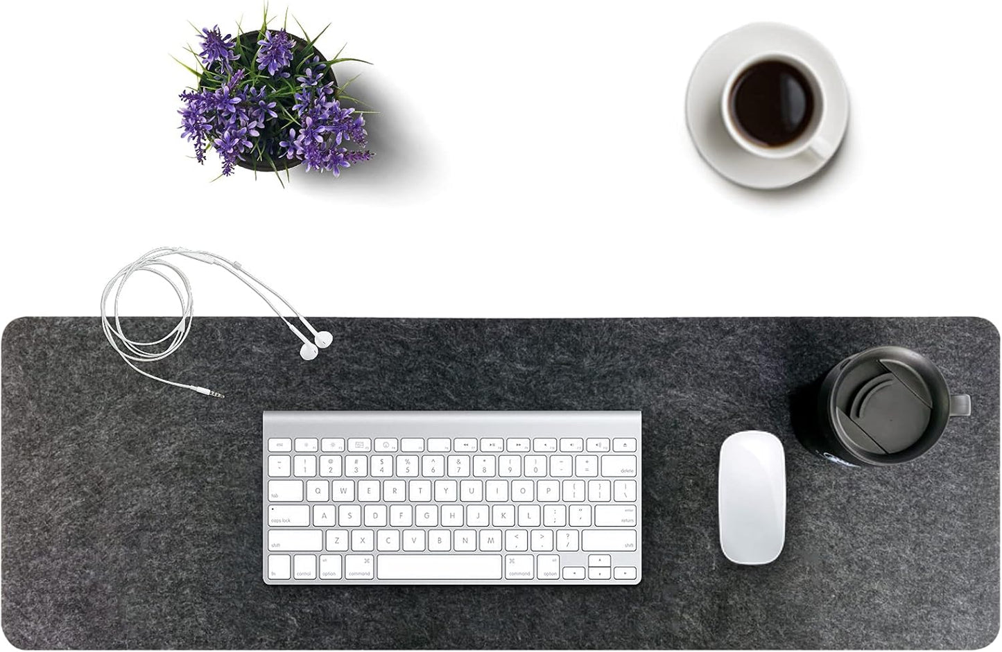 Felt Desk Mat | Computer Mat for Desk(36x12Inches) | Large Felt Mouse Pad and Keyboard Mat | Desk Protector for Office | Dark Gray