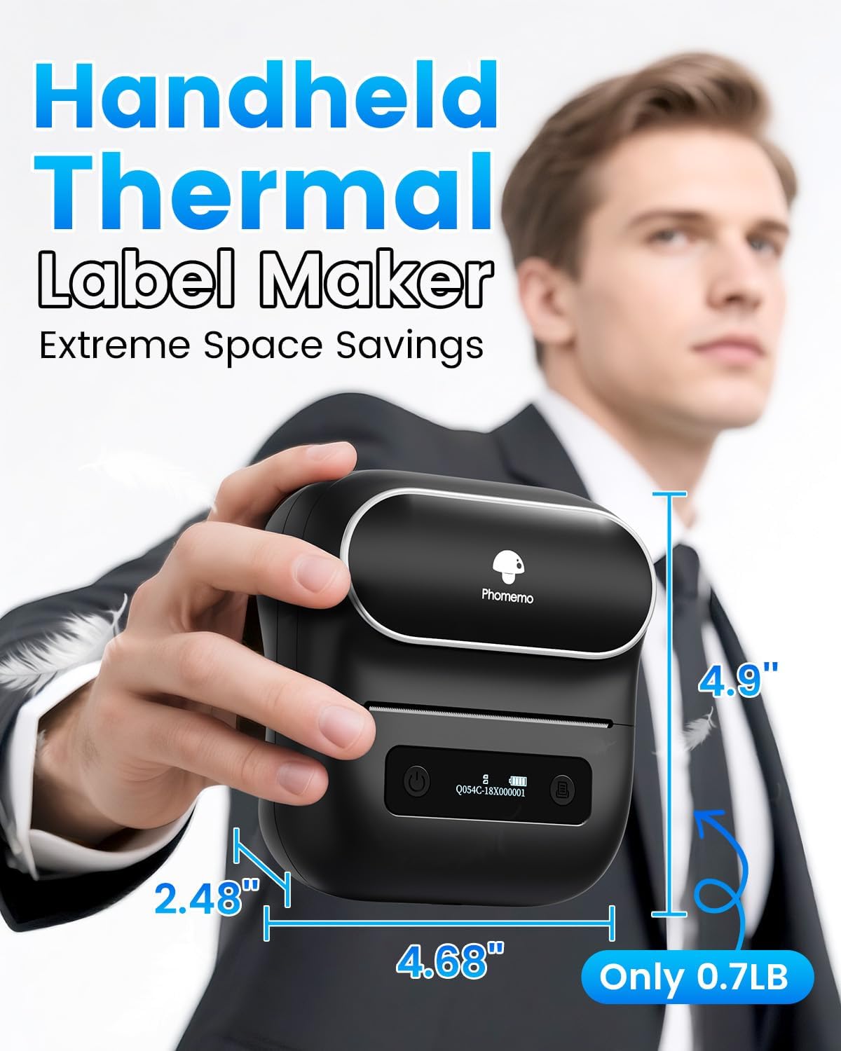 Phomemo Label Maker,M220 Label Printer,3 Inch Bluetooth Thermal Label Maker Machine with 6000+ Icons,700+ Templates,400+ Fonts,for Kids School Items,Small Business,Large Sticker