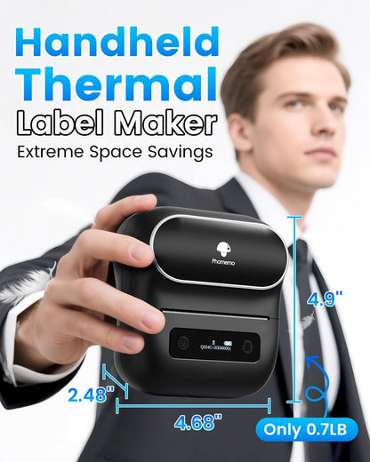 Phomemo Label Maker,M220 Label Printer,3 Inch Bluetooth Thermal Label Maker Machine with 6000+ Icons,700+ Templates,400+ Fonts,for Kids School Items,Small Business,Large Sticker