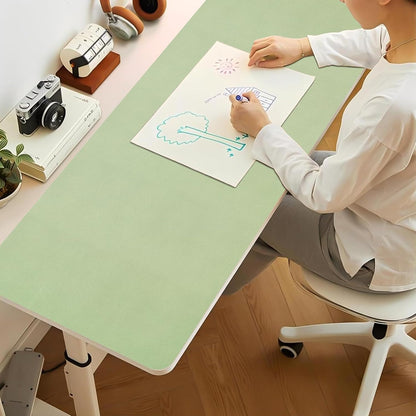 Bloss Leather Desk Pad and Keyboard Wrist Rest, Large Mouse Pad + Keyboard Pad+Mouse Wrist Support, Non-Slip Desk Mat Protector for Office, Home(31.5×15.7 Inches,Beige)