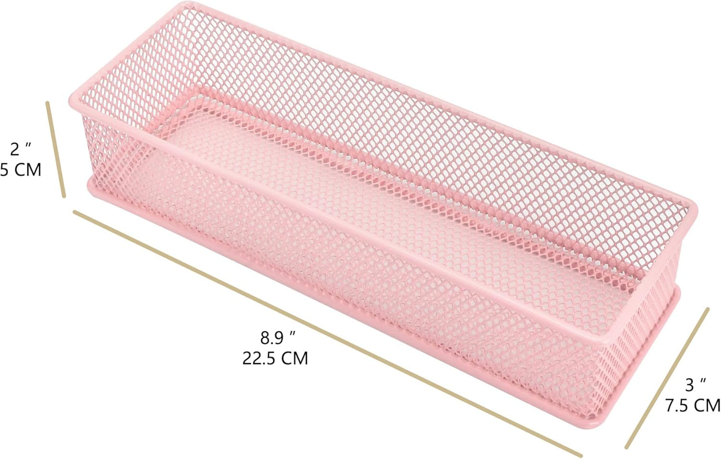 Annova Stackable Mesh Drawer Cabinet and Shelf Organizer Bins Storage Basket School Office Supply Holder Tray- Set of 2 (Gold, 3x3x2 Inch)